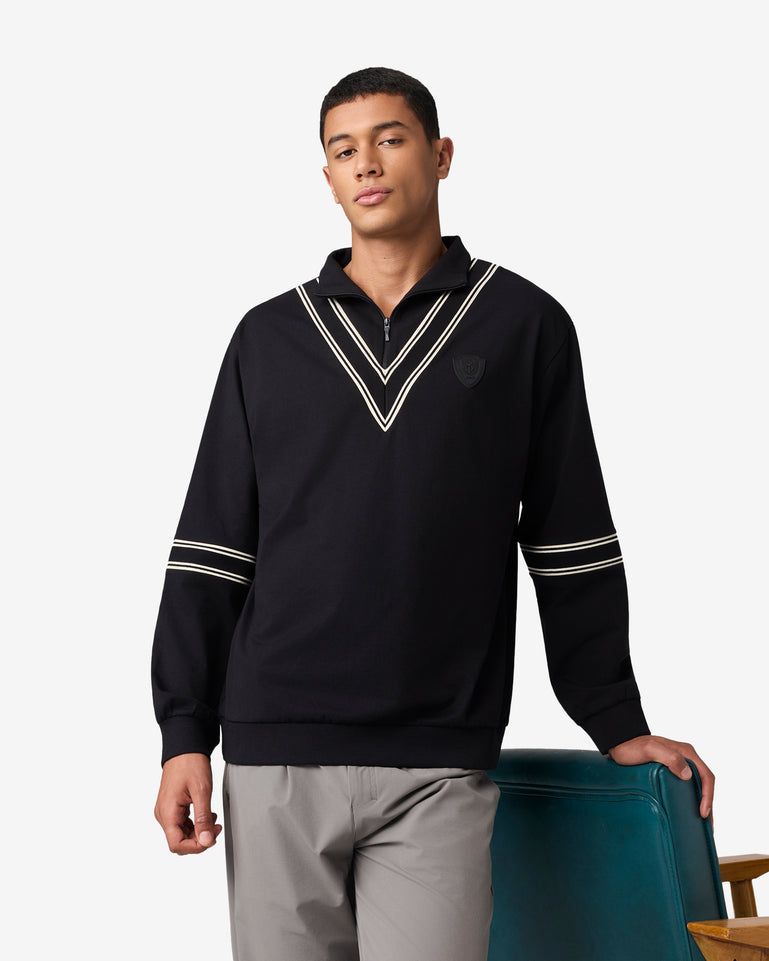Cricket Ribbed Collar Sweatshirt - Black
