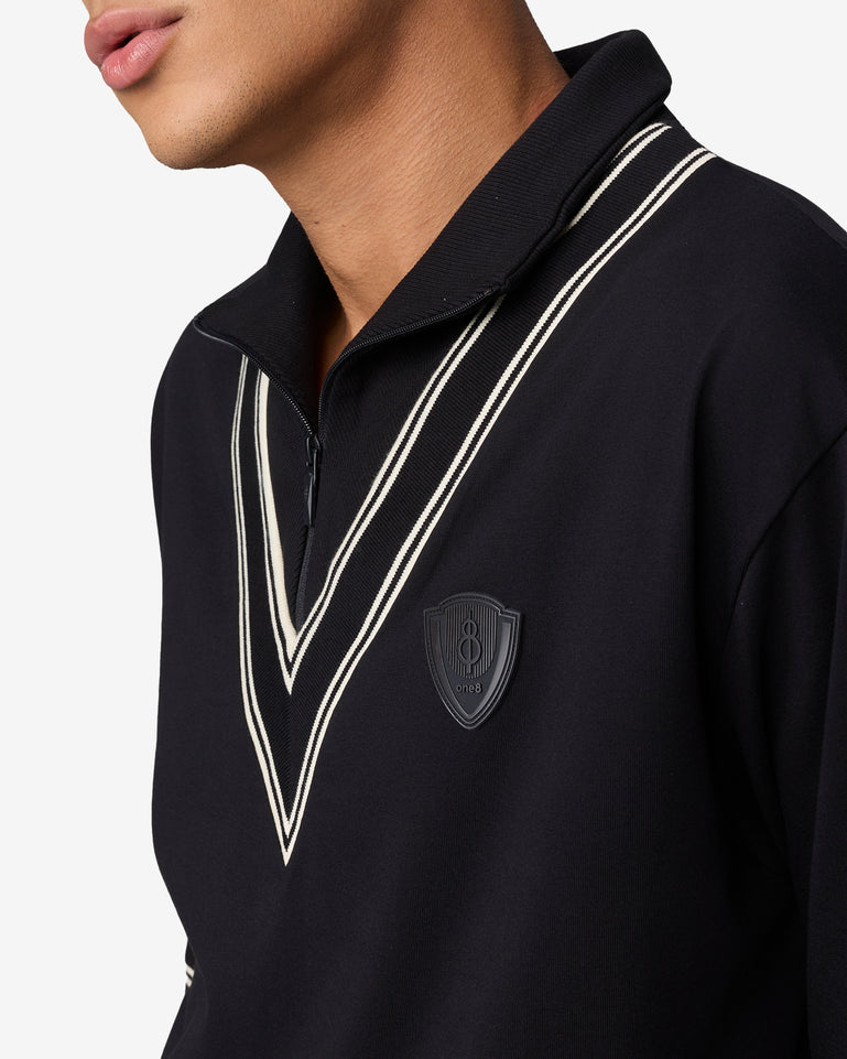 Cricket Ribbed Collar Sweatshirt - Black
