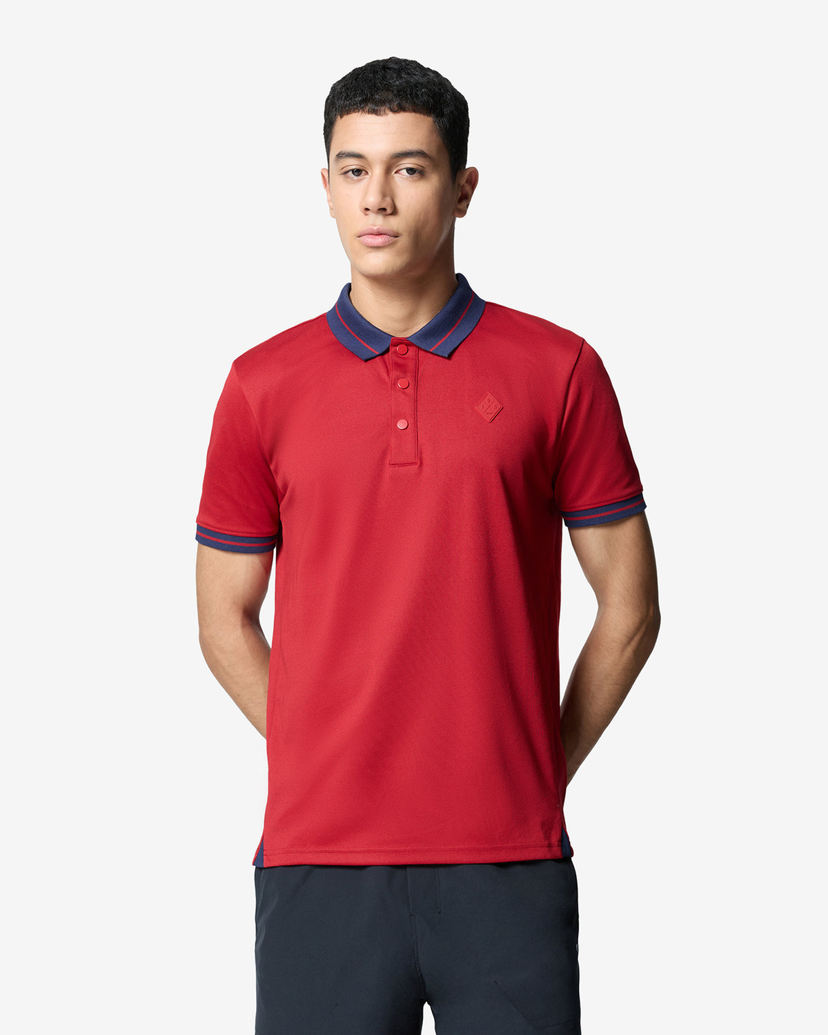 Jacquard Collar Polo - Red