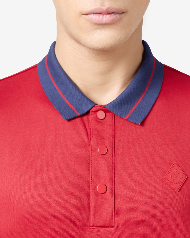 Jacquard Collar Polo - Red