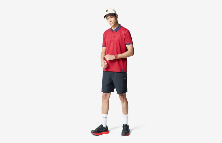 Jacquard Collar Polo - Red