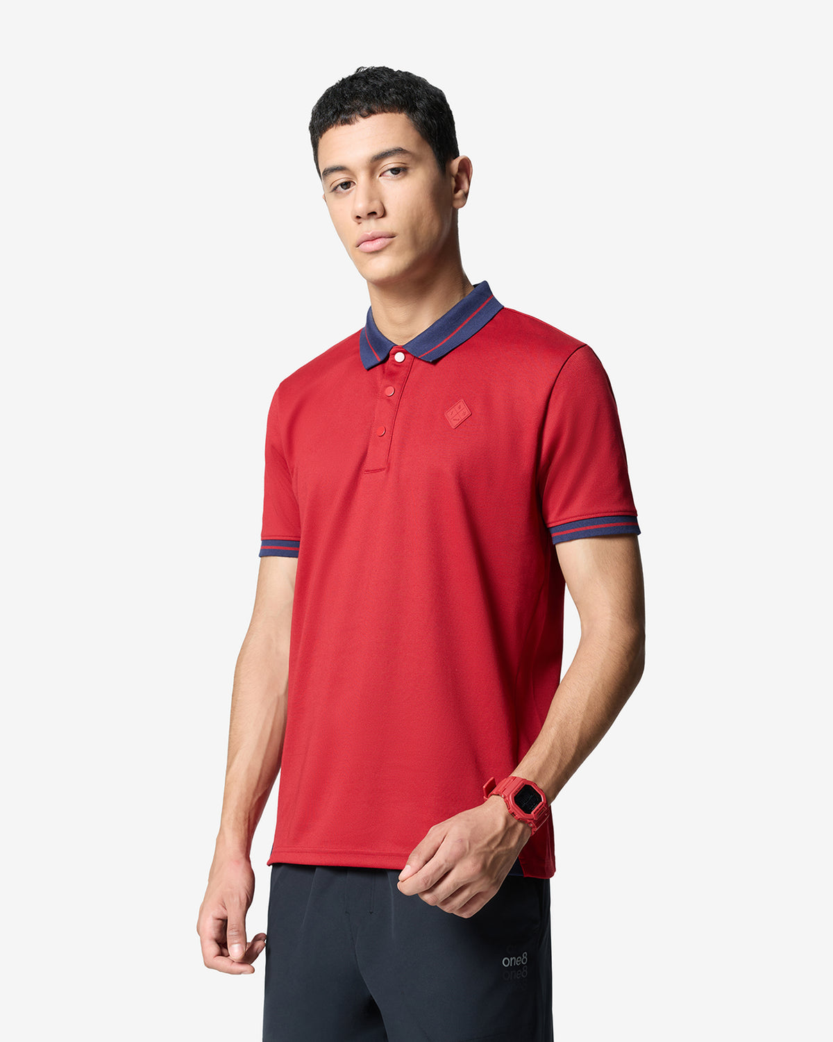Jacquard Collar Polo - Red